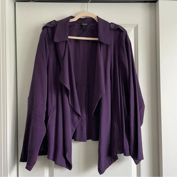 Torrid Twill Drape Jacket in Purple Indigo Size 4 - Picture 2 of 11